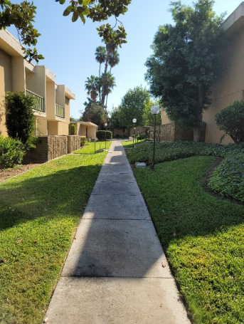 Sidewalk through the buildings 